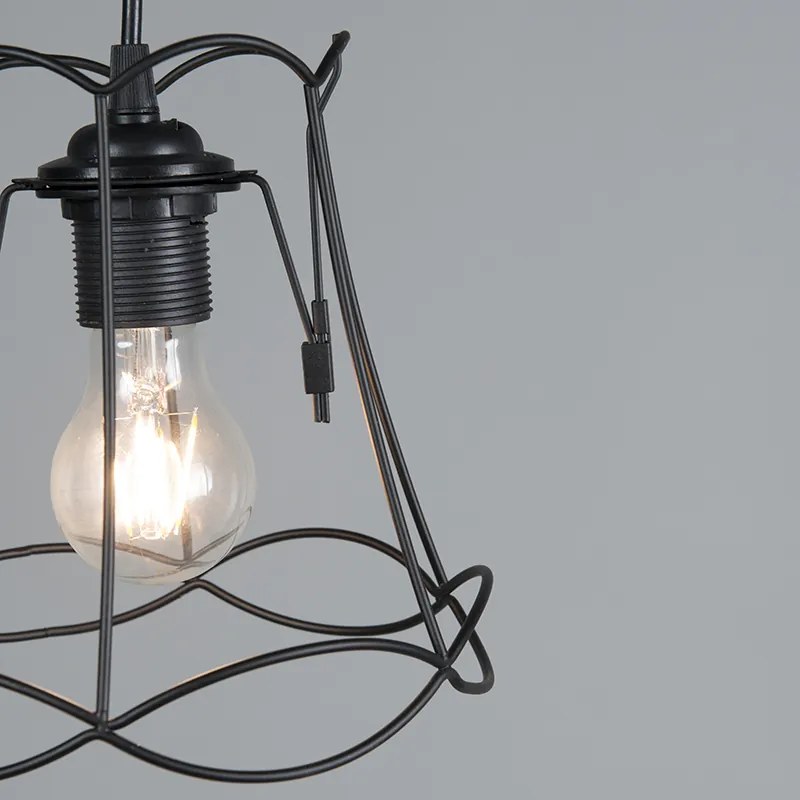 Candeeiro de suspensão retro preto 20 cm - Granny Frame