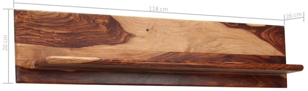Prateleiras de parede 2 pcs 118x26x20cm madeira acácia maciça