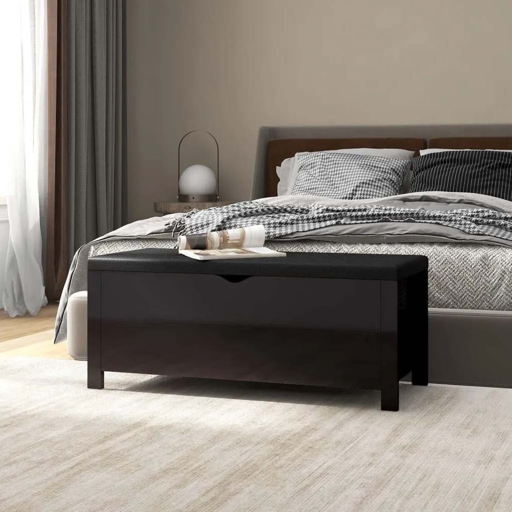 326775 vidaXL Caixa arrumação c/ almofadão contraplacado 105x40x45 cm preto