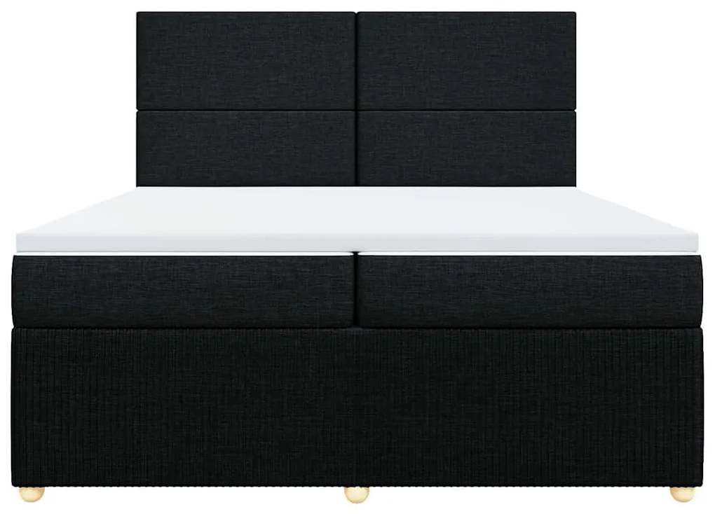 Cama com molas/colchão 200x200 cm tecido preto