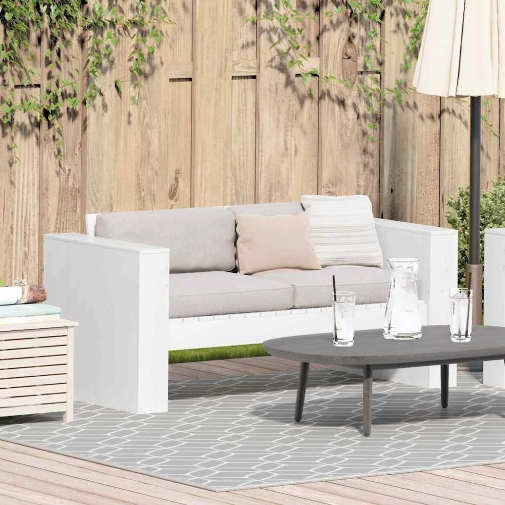 vidaXL Sofá de Jardim para 2 pessoas, 134x60x62 cm, branco, de madeira sólida de pinheiro.