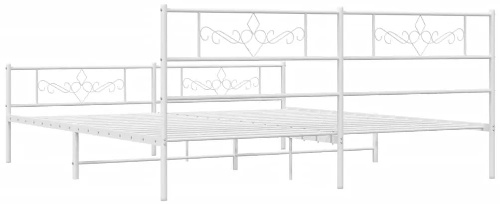 Estrutura de cama com cabeceira e pés 200x200 cm metal branco