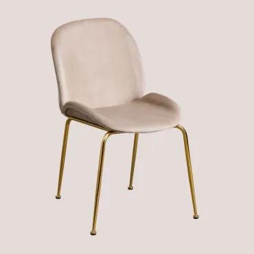 Pack de 4 Cadeiras em Veludo Pary Gris Too & Dourado - Sklum
