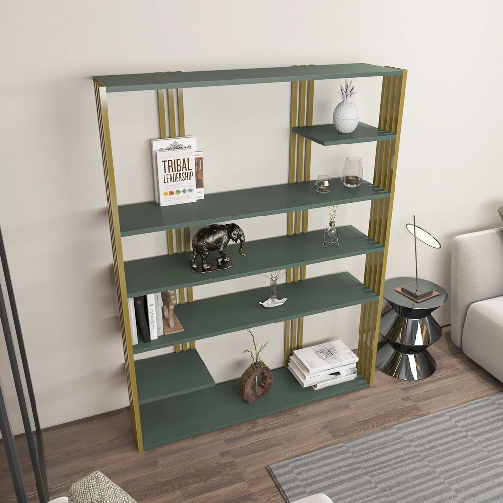 Estante Jenny – Verde/Dourado – 120x160x29,6 cm