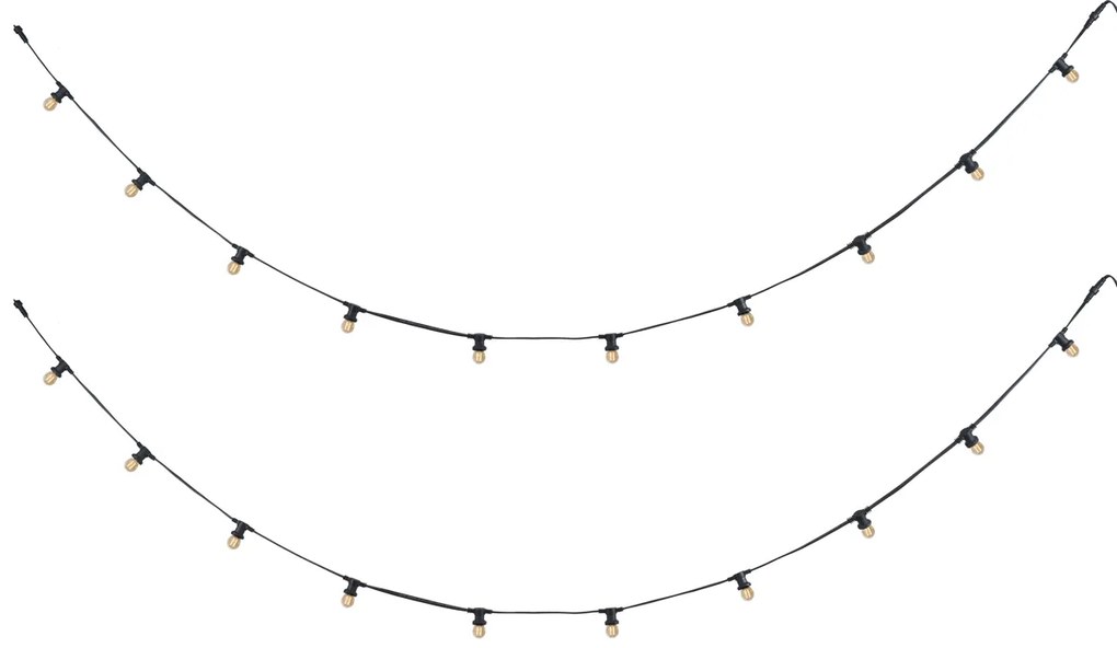 Fio de Luzes Conectável Preto com Ficha 10m, incl. 20 Lâmpadas E27 P45, IP64 - Lubber