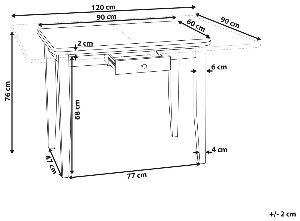 Mesa de jantar extensível castanho escuro 90/120 x 60 cm MASELA Beliani