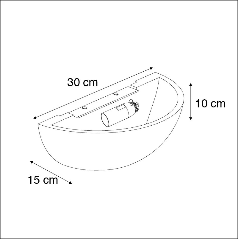 Candeeiro de parede industrial em betão semi-circular - Chatou Retro