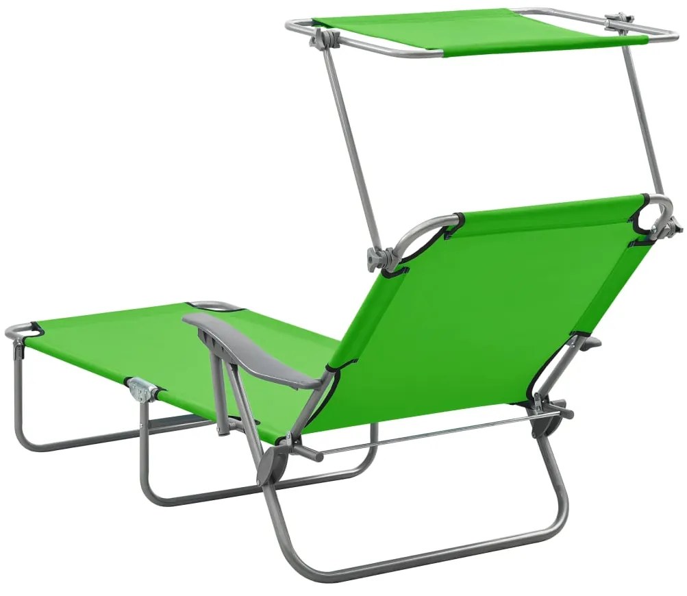 Espreguiçadeira com toldo aço verde