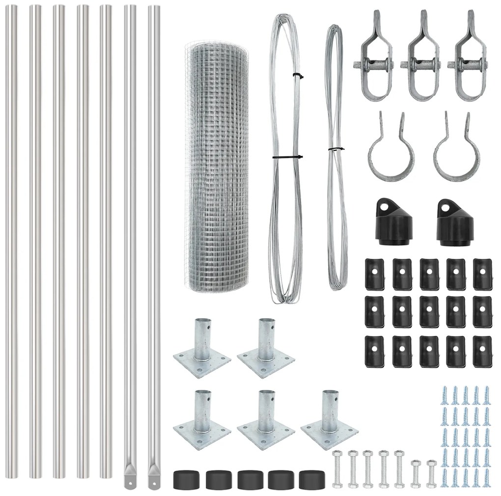 Conjunto de Poste de Cerca Conjunto de 2 Aço galvanizado 10 x 0.5 m