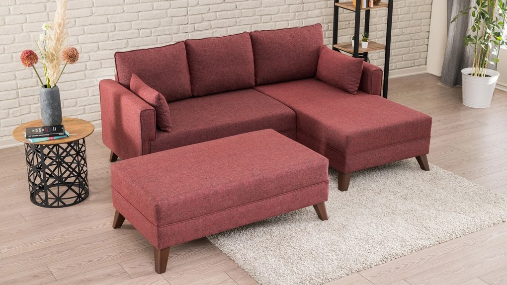 Sofá-cama de canto Bella – Vermelho Claret – 205 x 85 x 140 cm