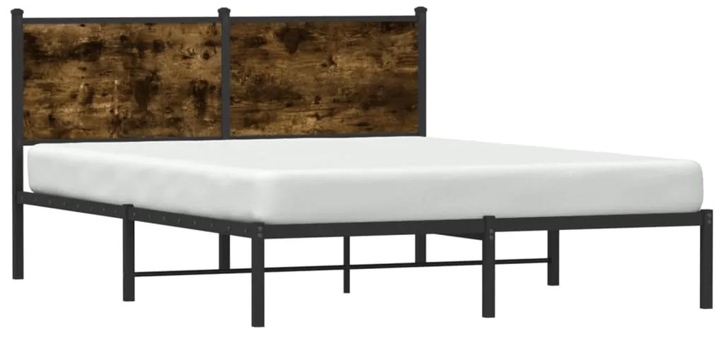 Estrutura de cama sem colchão 140x200 cm metal carvalho fumado