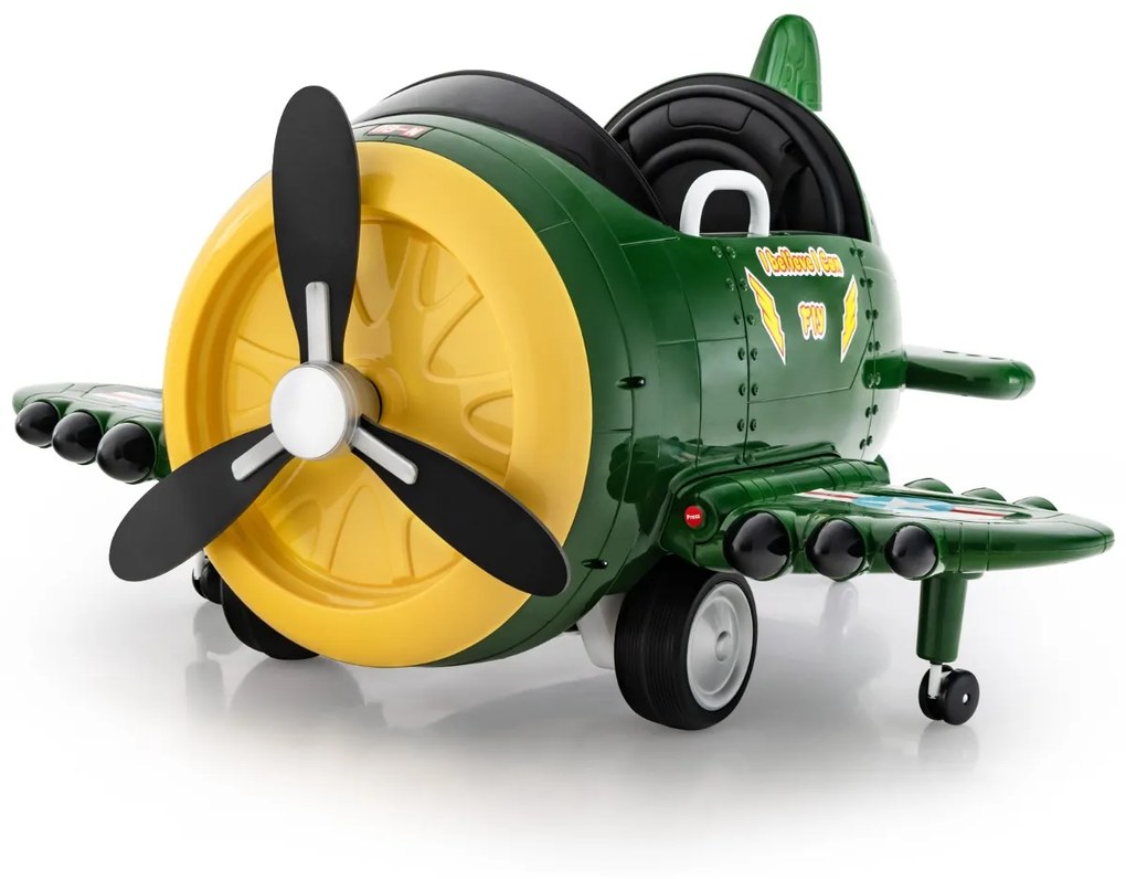 Avião elétrico para crianças com joysticks de controlo remoto Perfis aerodinâmicos dobráveis e hélice rotativa Verde