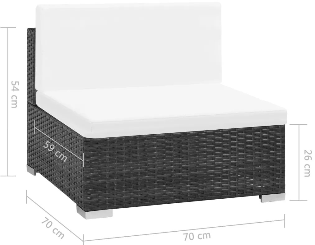 7 pcs conjunto lounge de jardim c/ almofadões vime PE preto