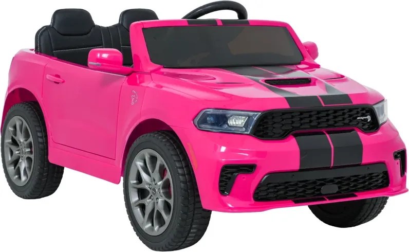 Carro elétrico para Crianças 2 a 5 anos, 12V Dodge Durango Rodas de espuma EVA, assento Couro ecológico e Comando Rosa