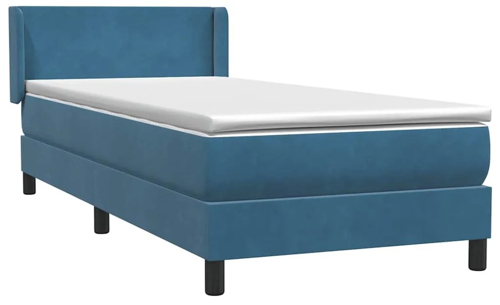 Cama com molas/colchão 80x220 cm veludo azul-escuro