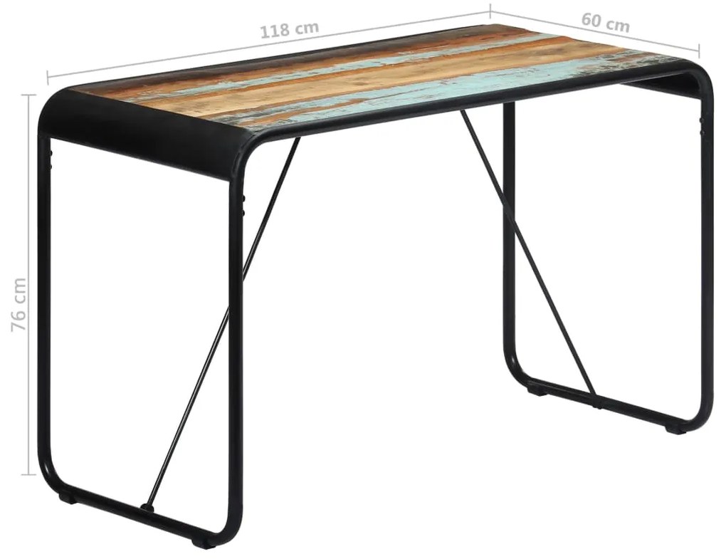Mesa de jantar 118x60x76 cm madeira maciça recuperada
