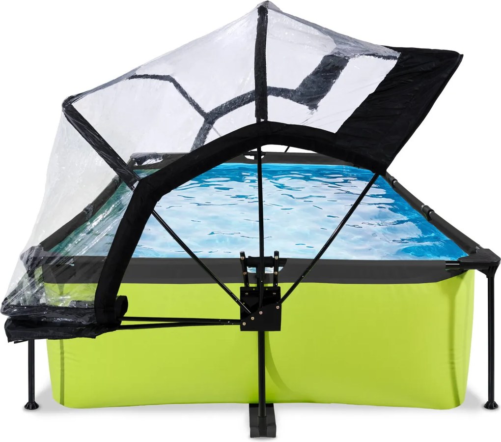 Piscina retangular Lime 220x150x65 cm com bomba de filtragem e cobertura - Verde