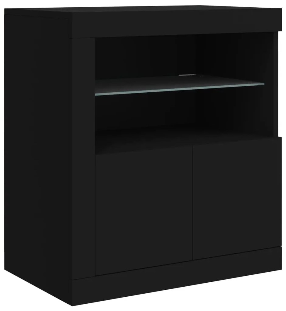 Aparador com luzes LED 283x37x67 cm preto