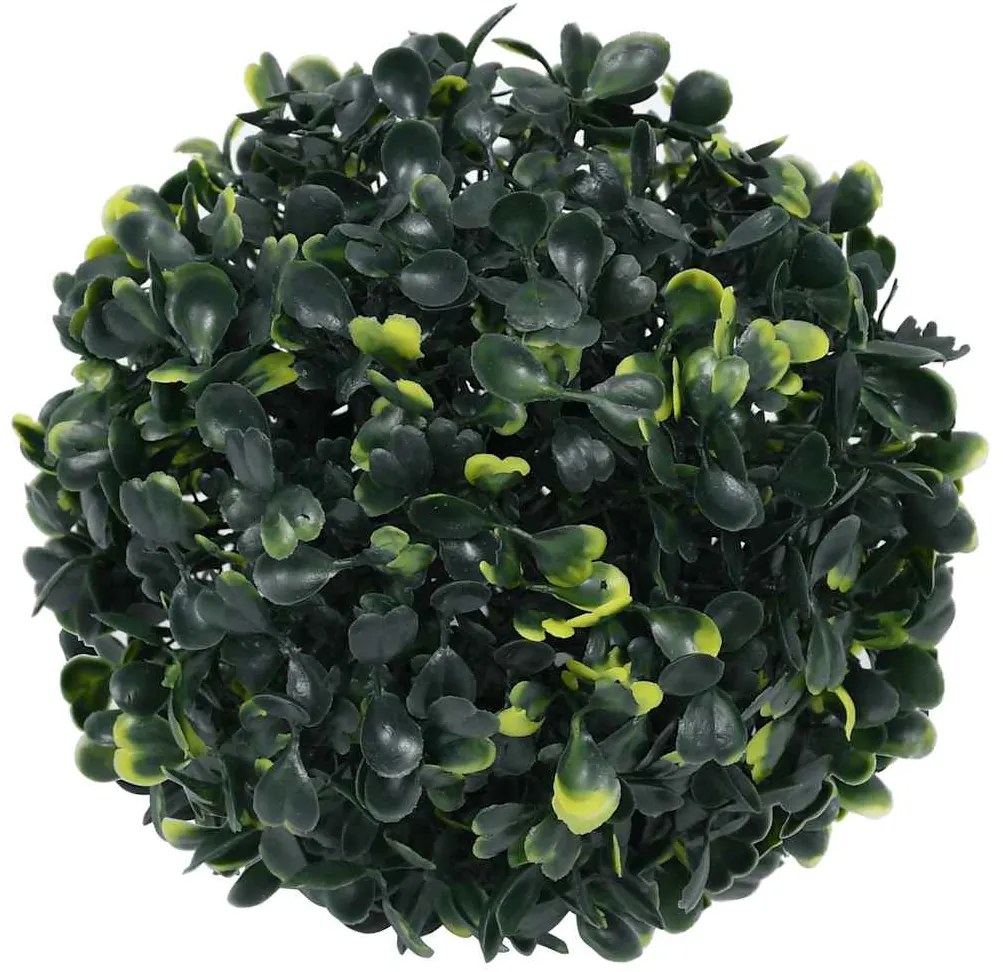 Bolas artificiais de buxo com luzes LED 4 pcs verde 12 cm