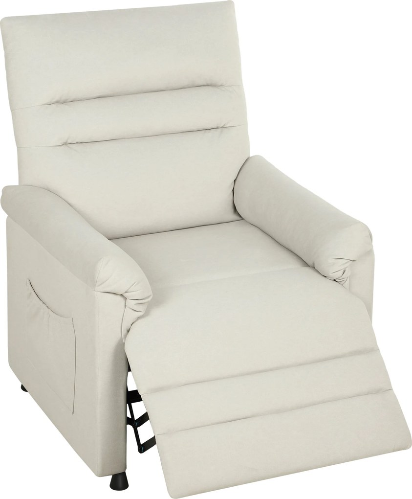 Poltrona relaxante elétrica com massagem e aquecimento, poltrona reclinável, apoio para os pés, motor silencioso, 82 x 99 x 106 cm, creme