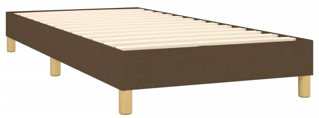 Cama box spring c/ colchão/LED 90x190 cm tecido castanho-escuro