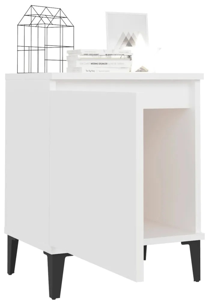 Mesa de cabeceira com pernas em metal 40x30x50 cm branco