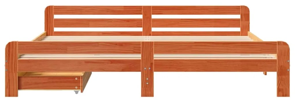 Cama sem colchão 200x200 cm pinho maciço castanho-mel