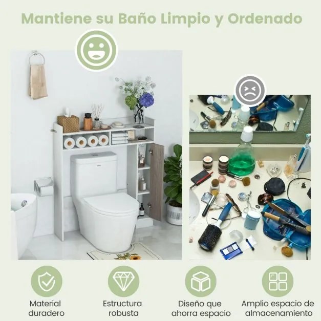 Armario de casa de banho com prateleiras ajustáveis e porta 88 cm x 18 cm x 100 cm Branco