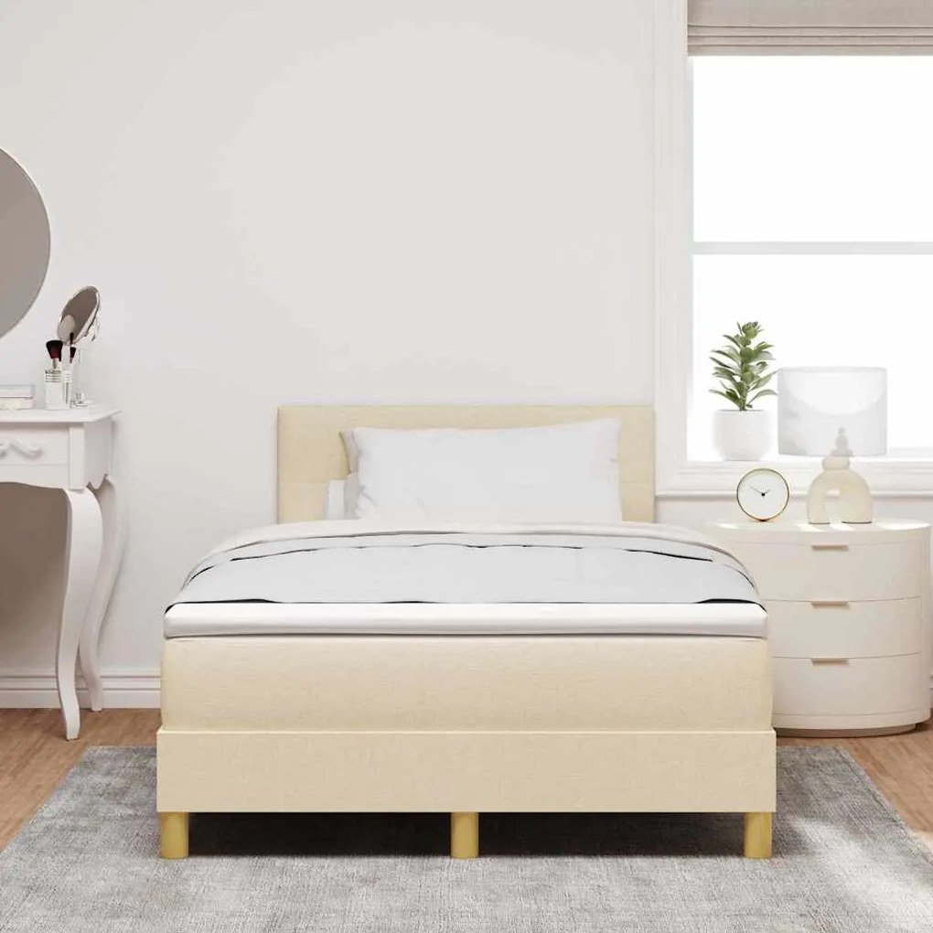 Cama Box com Colchão &amp; LED Creme 120x200 cm Tecido