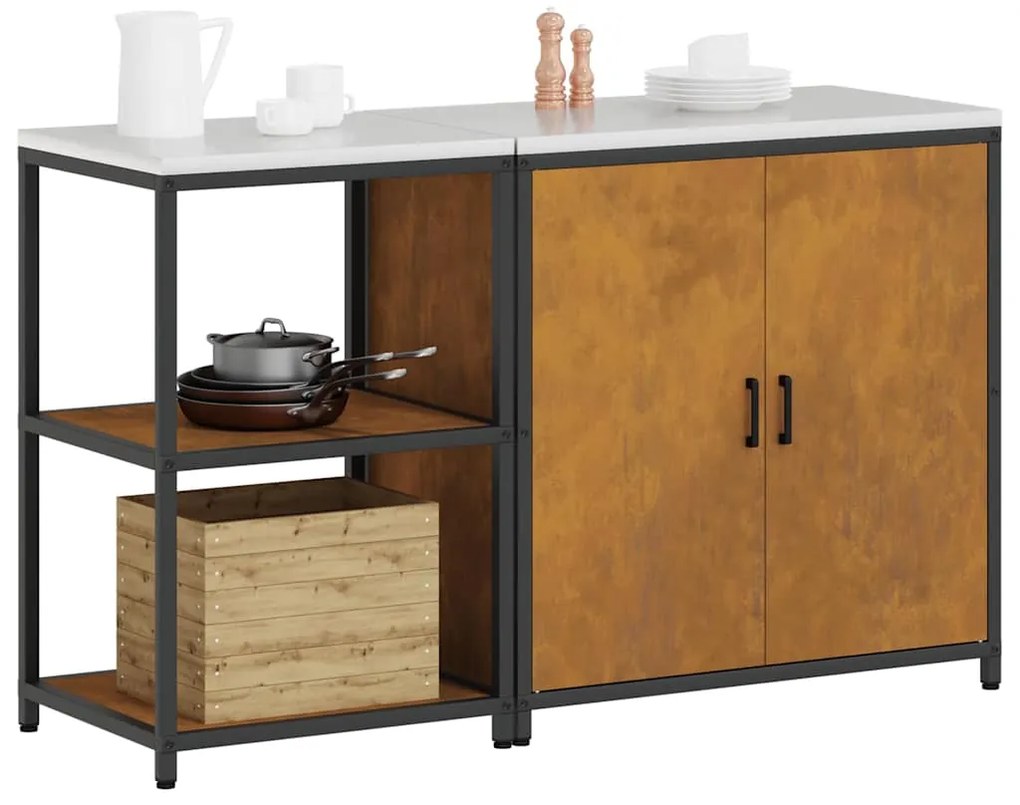 Conjunto de Armazenamento de Cozinha 2 pcs Ferro Enferrujado