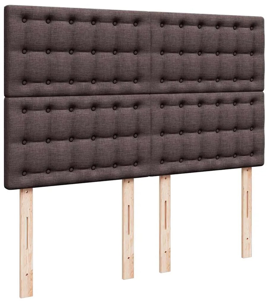 Cama com molas/colchão 160x200 cm tecido castanho-escuro