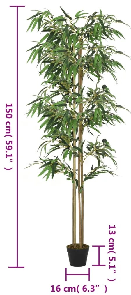 Árvore de bambu artificial 988 folhas 150 cm verde