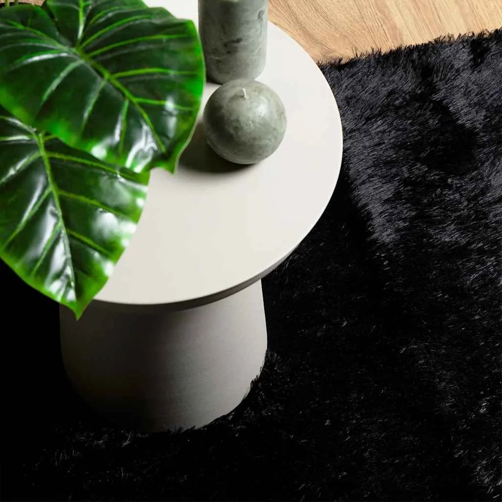 Tapete shaggy de pelo alto NAVARRA 160x160 cm poliéster preto
