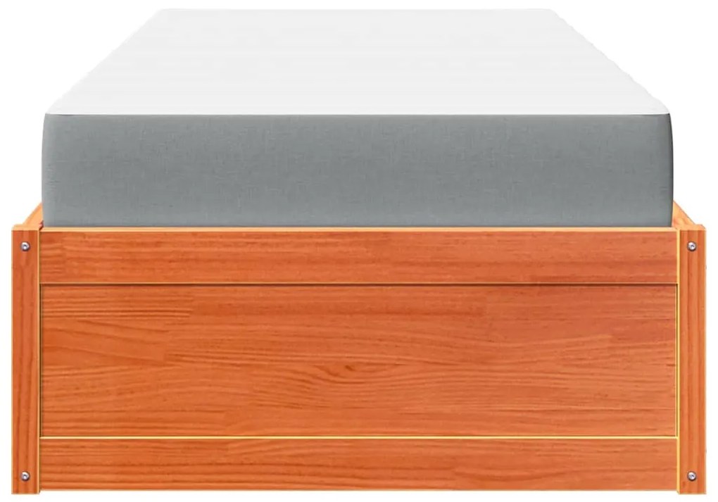 Cama com colchão 100x200 cm pinho maciço castanho-mel