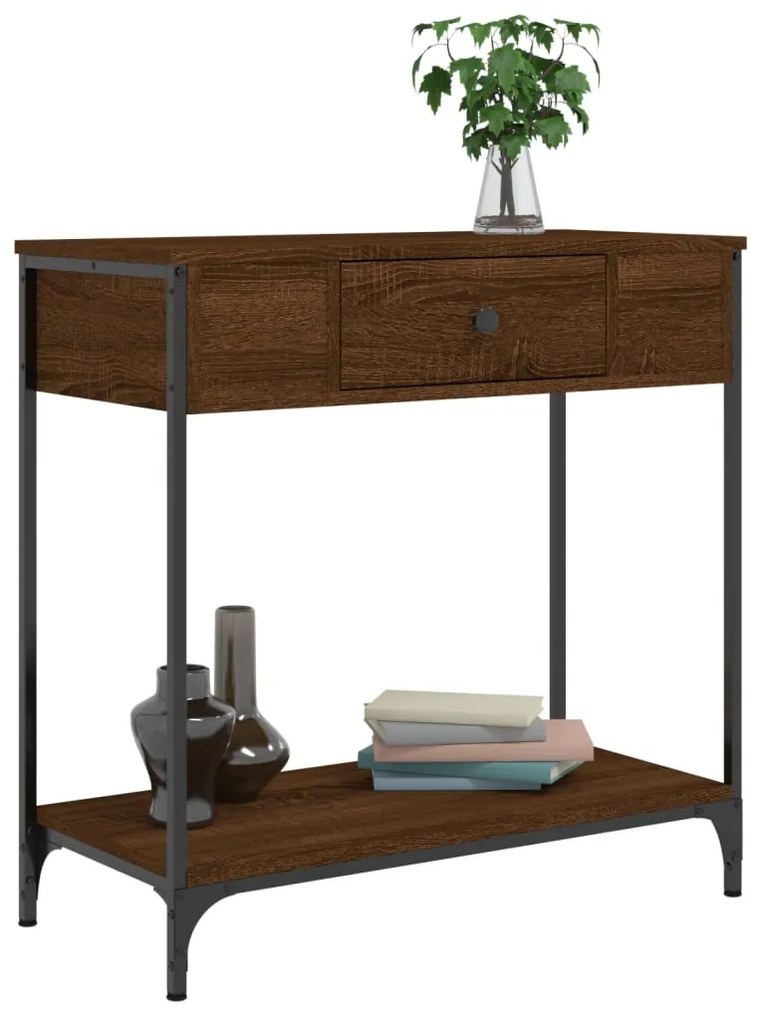 Mesa consola 75x34,5x75 cm derivados madeira carvalho castanho
