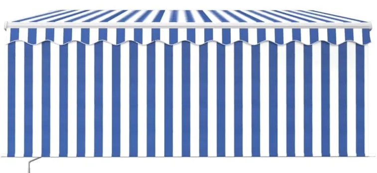 Toldo retrátil manual com estore 3,5x2,5 m azul e branco
