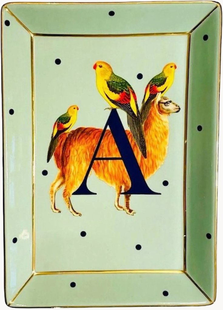 Bandeja decorativa em porcelana fine bone china Alpaca