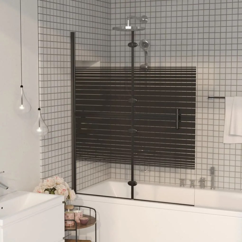 Divisória de chuveiro dobrável ESG 100x140 cm preto