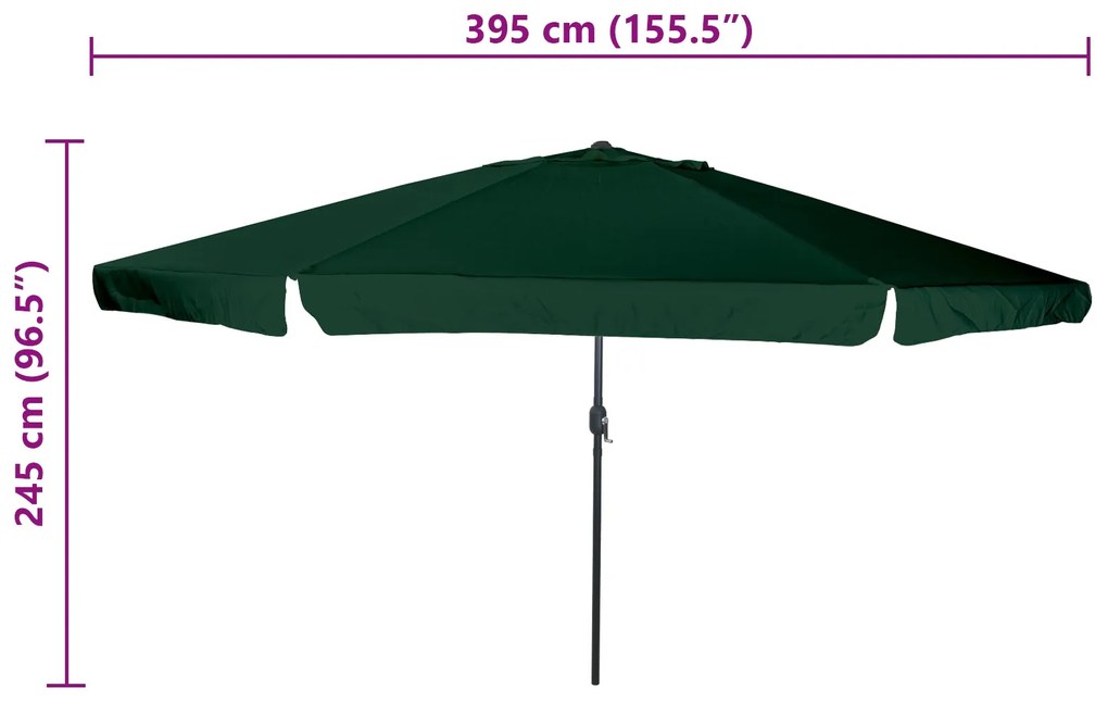 Guarda-sol vidaXL ø395x245 cm Verde