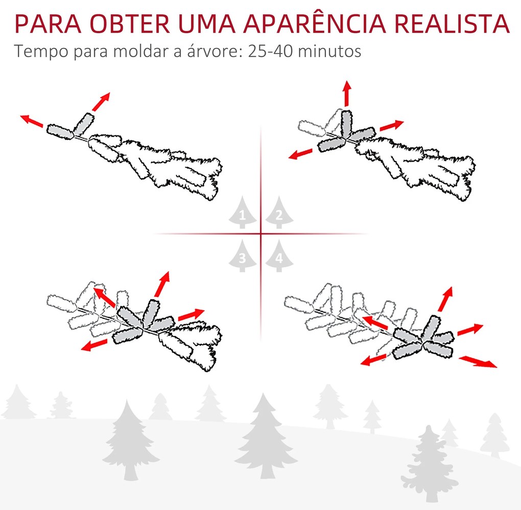 HOMCOM Árvore de Natal 225 cm Árvore de Natal Artificial Nevado com 73