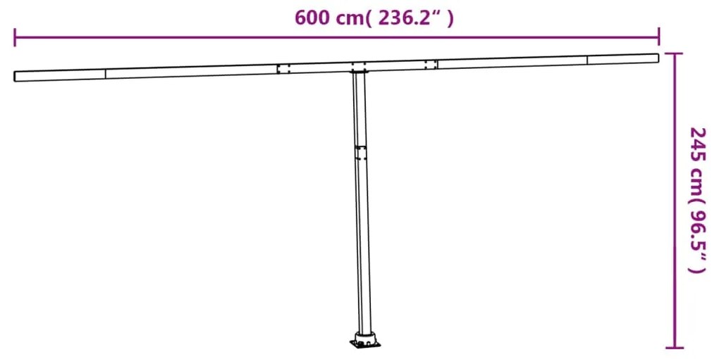 Conjunto de postes para toldo 600x245 cm ferro antracite