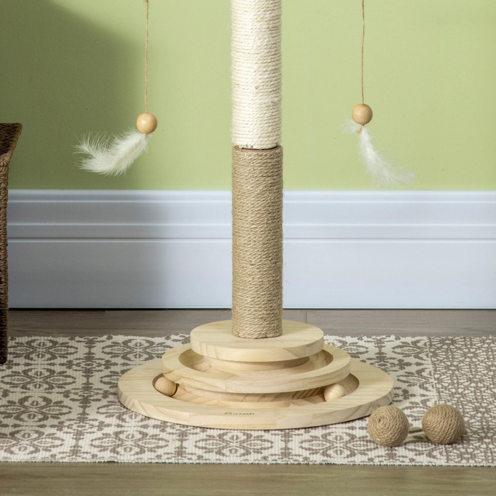 PawHut Árvore Arranhador para Gatos de Madeira Altura 56cm Torre para