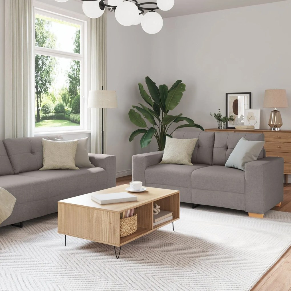 Conjunto de Sofá com Almofadas de Tecido Taupe