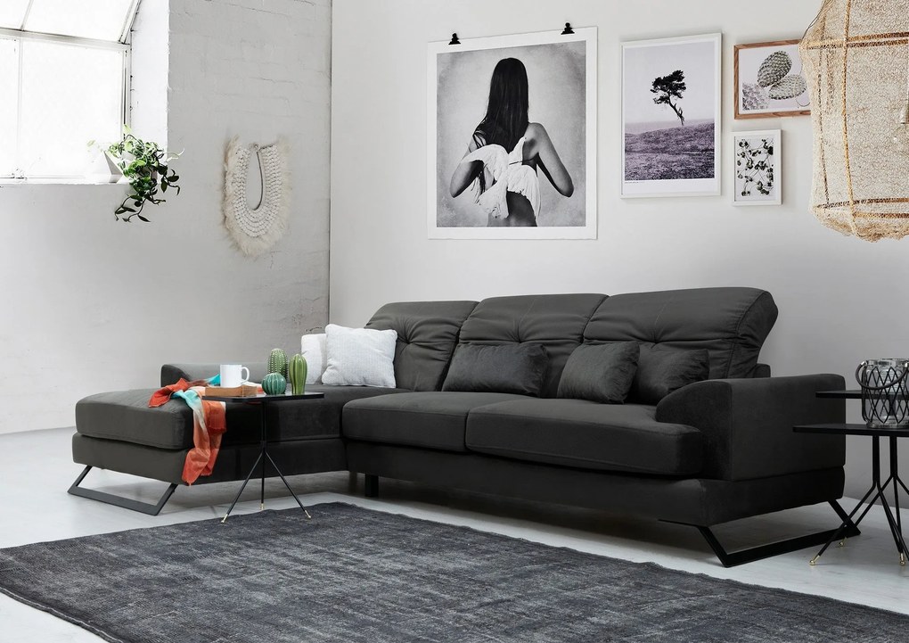 Sofá de Canto Frido – Antracite – 304 cm x 190 cm