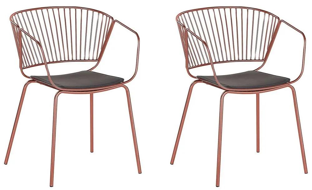 Conjunto de 2 cadeiras em metal cor cobre vermelho RIGBY Beliani