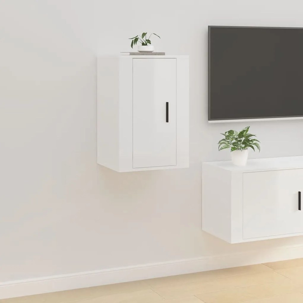vidaXL Móvel de TV de parede 40x34,5x60 cm branco brilhante
