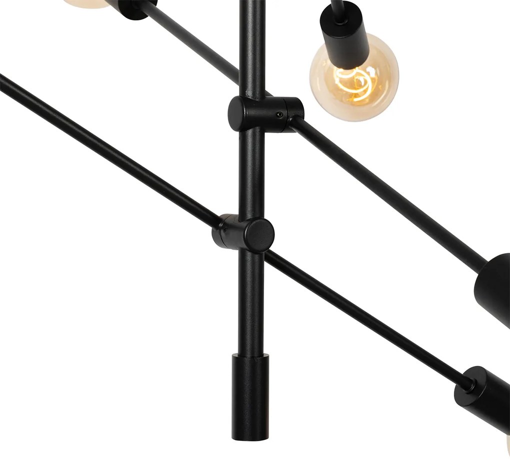 Candeeiro suspenso industrial preto 8 luzes - Sydney Industrial