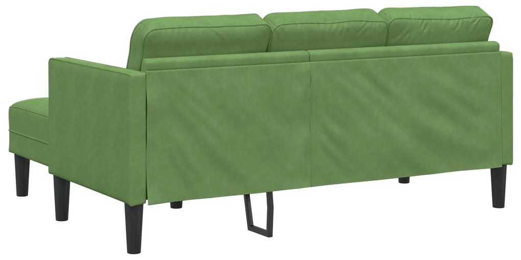 Sofá de 3 lugares com chaise L-Shape Verde Claro 160 cm Veludo