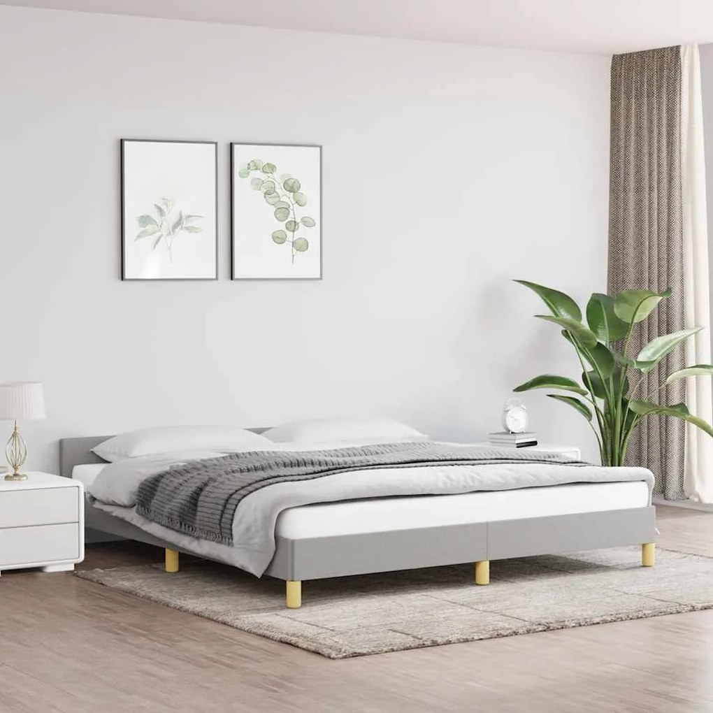 Estrutura de cama sem colchão 160x200 cm tecido cinzento-claro