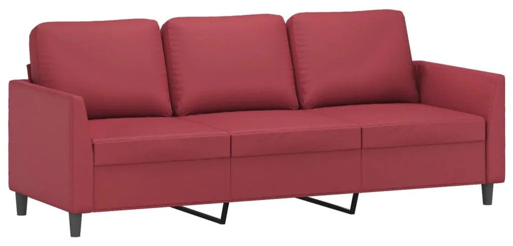 4 pcs conjunto sofás c/ almofadões couro artif. vermelho tinto